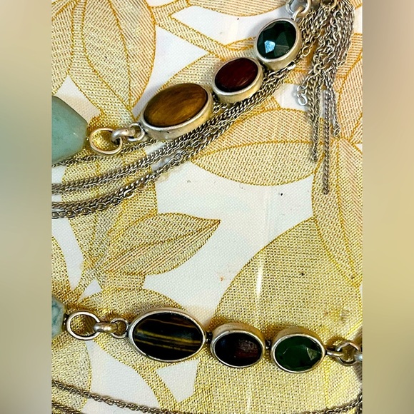 VTG Kenneth Cole Aquamarine Beaded Necklace/ Bracelet Multi-Chain Pearl Abalone - Picture 3 of 9